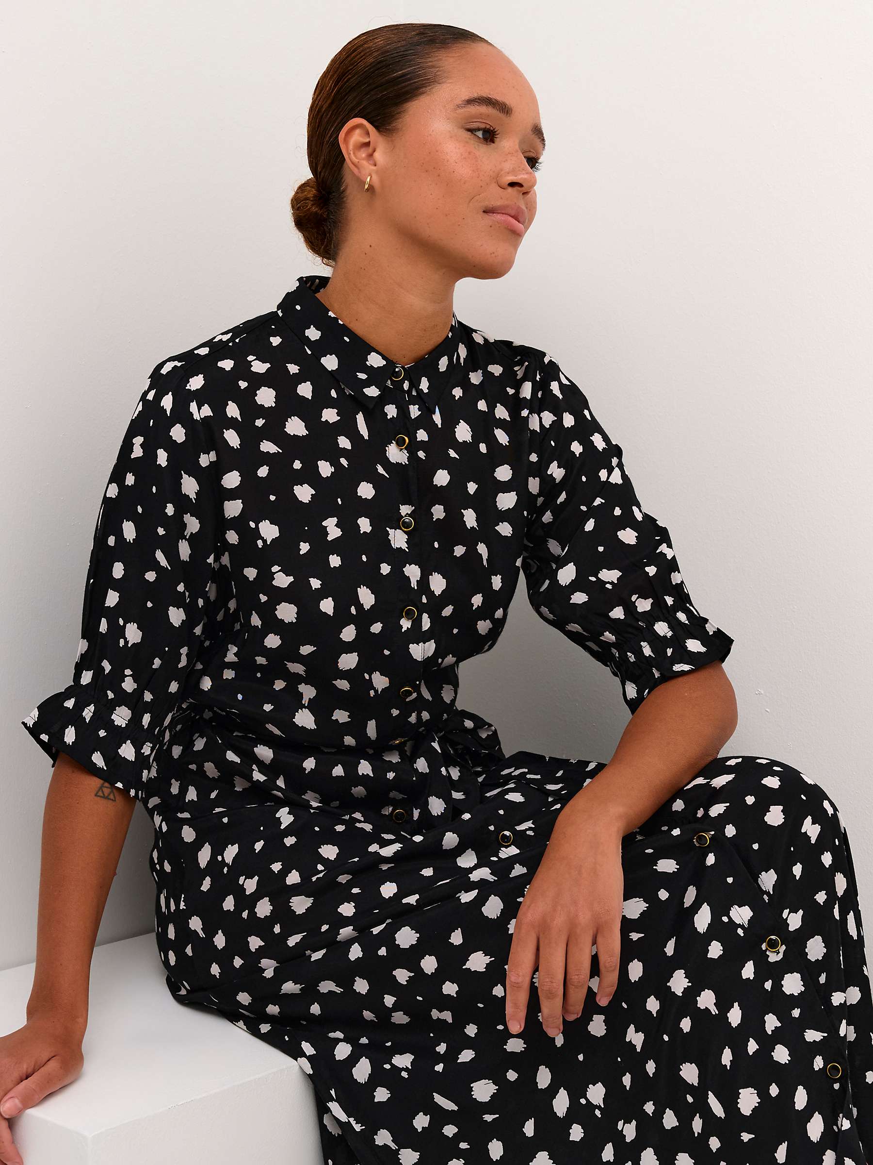 Buy KAFFE Velana Shirt Maxi Dress, Black/White Online at johnlewis.com