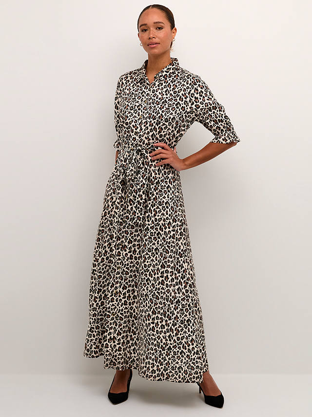 KAFFE Velana Leopard Print Shirt Maxi Dress, Multi