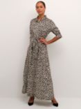 KAFFE Velana Leopard Print Shirt Maxi Dress, Multi