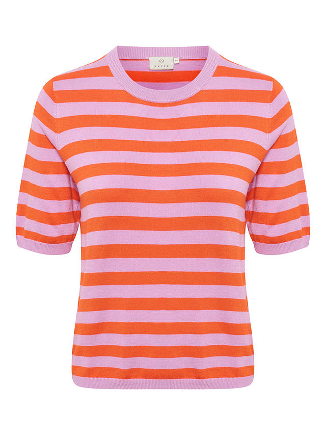KAFFE Milo Short Sleeve Knitted Top, Lupine/Orange