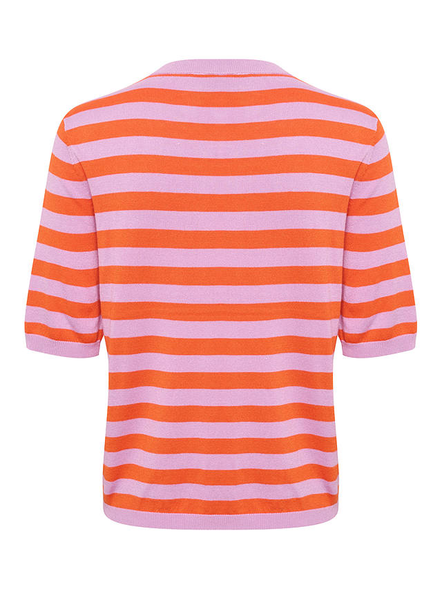 KAFFE Milo Short Sleeve Knitted Top, Lupine/Orange