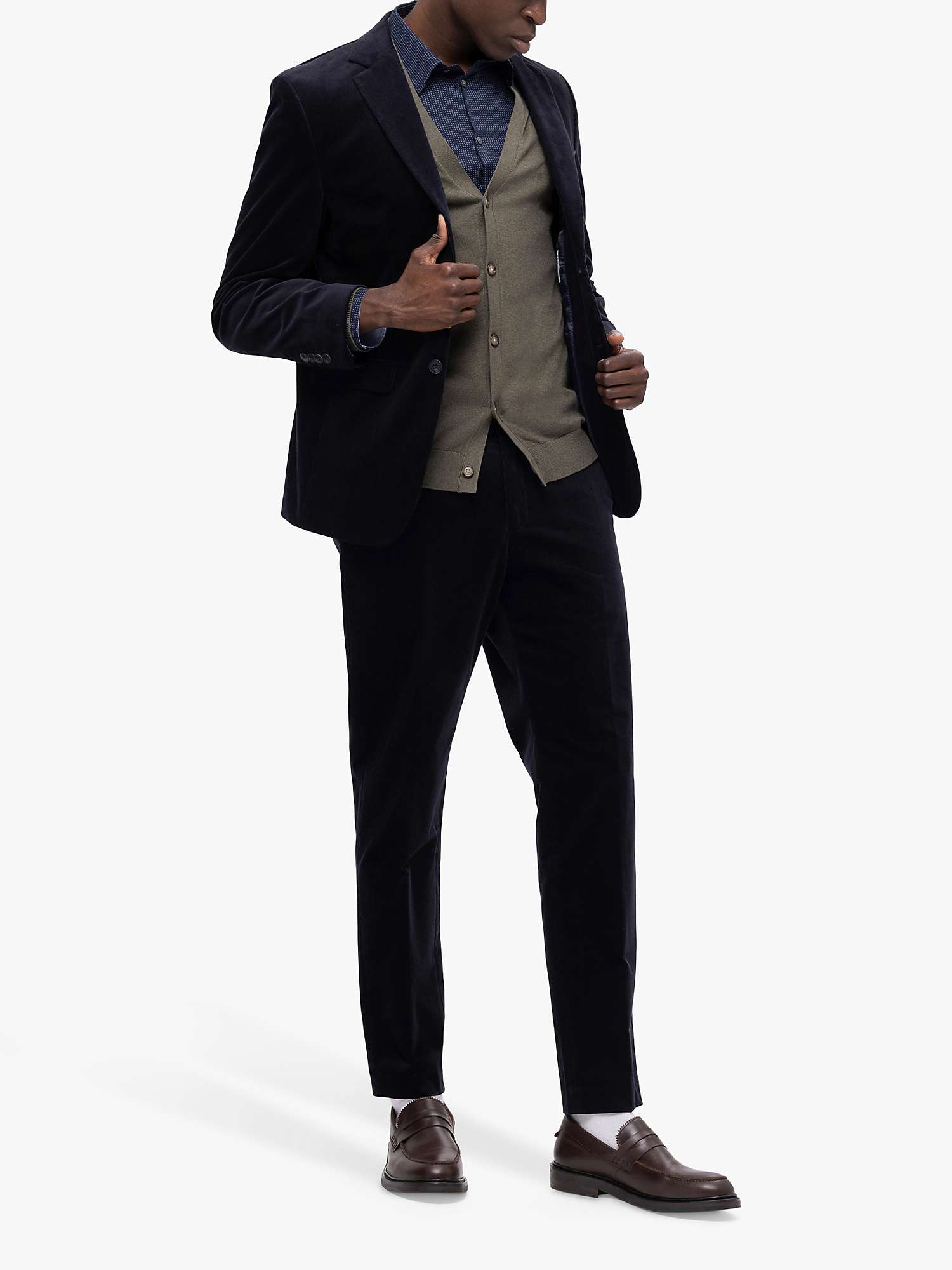 Buy SELECTED HOMME Slim Fit Corduroy Trousers, Dark Sapphire Online at johnlewis.com