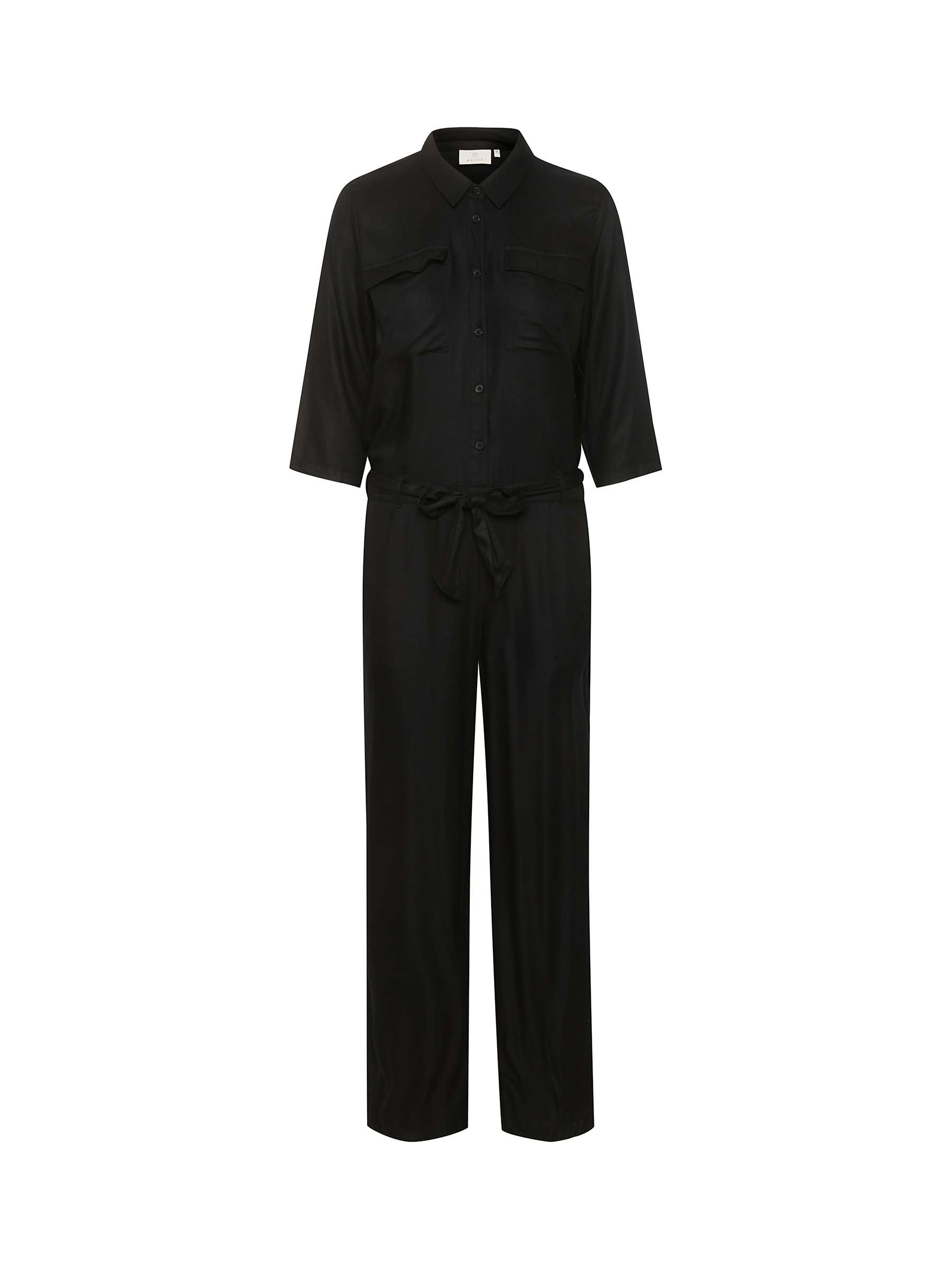 KAFFE Ruthie 3/4 Sleeve Boilersuit, Deep Black at John Lewis & Partners