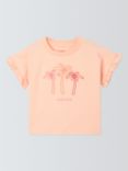John Lewis Embroidered Palm Trees Paradise Beach T-Shirt, Peach Parfait