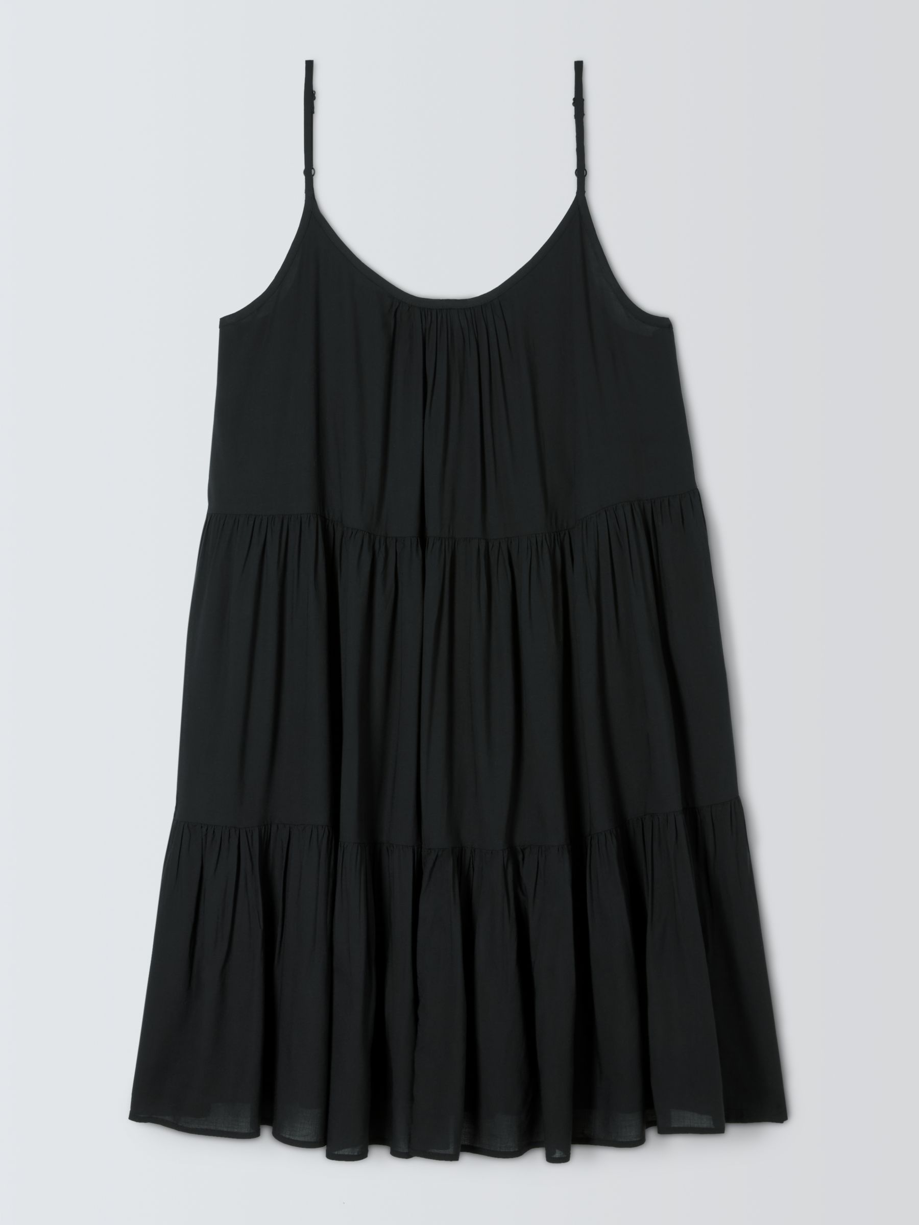 John Lewis ANYDAY Tiered Mini Beach Dress, Black, S