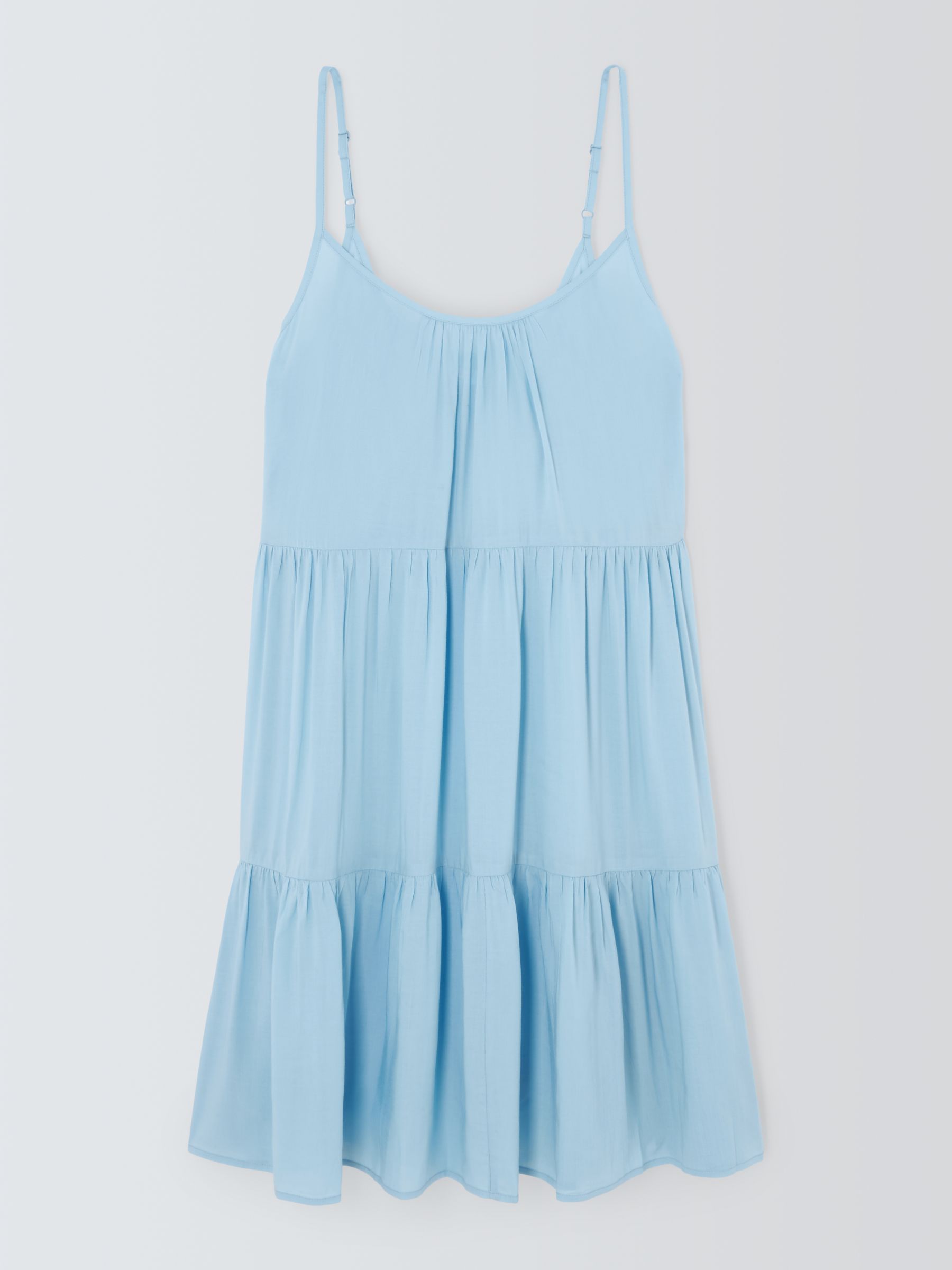 John Lewis ANYDAY Tiered Mini Beach Dress, Mid Blue, L