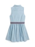 Ralph Lauren Kids' Day Sleeveless Belted Cotton Chambray Shirt Dress, Medium Wash