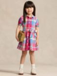 Ralph Lauren Kids' Check Day Shirt Dress, Red/Pink/Multi