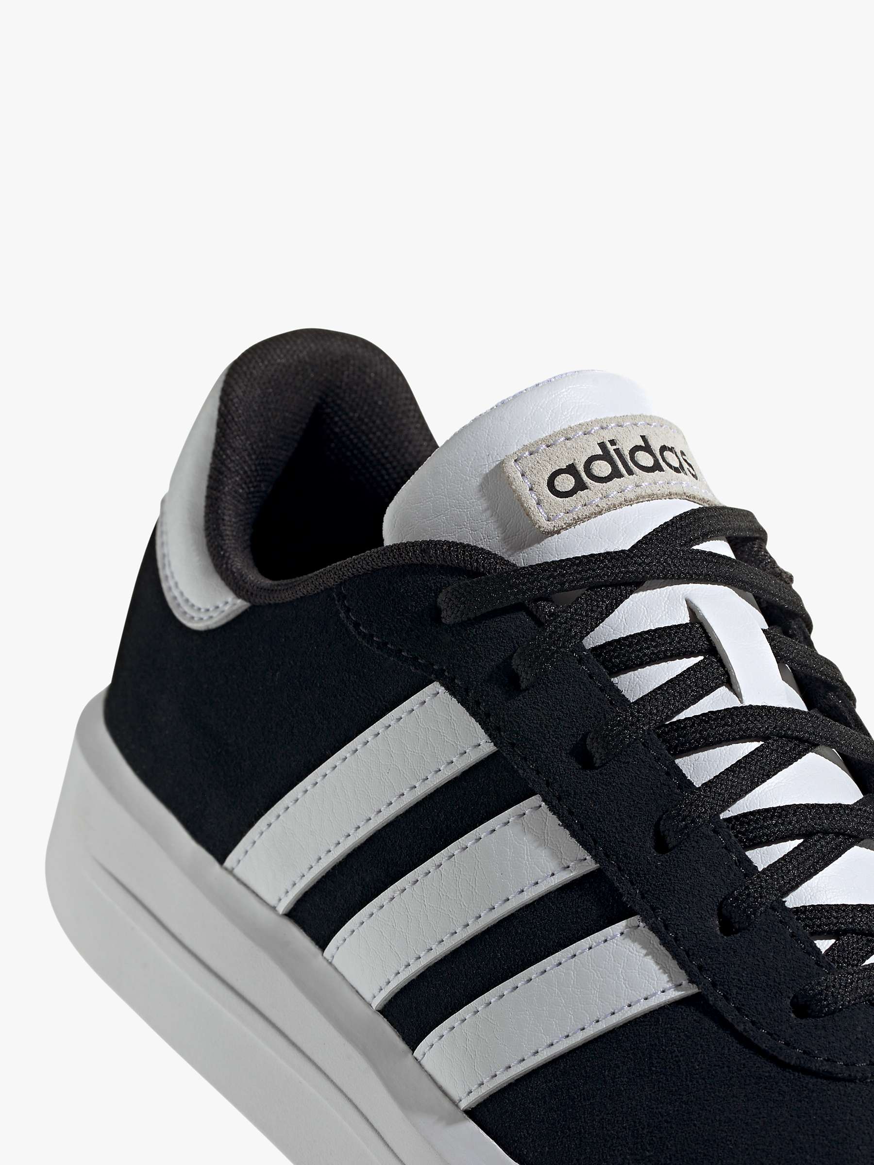 Buy adidas Court Platform Lace Up Trainers, Black/White Online at johnlewis.com