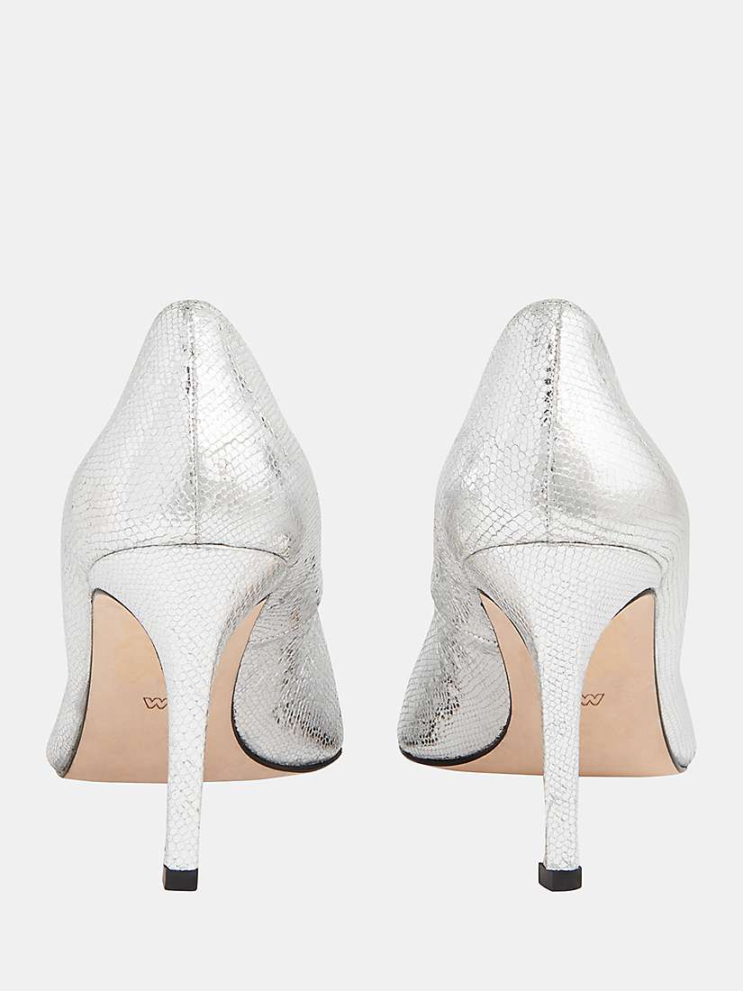 Whistles Corie Textured Heeled Pumps, Silver at John Lewis & Partners