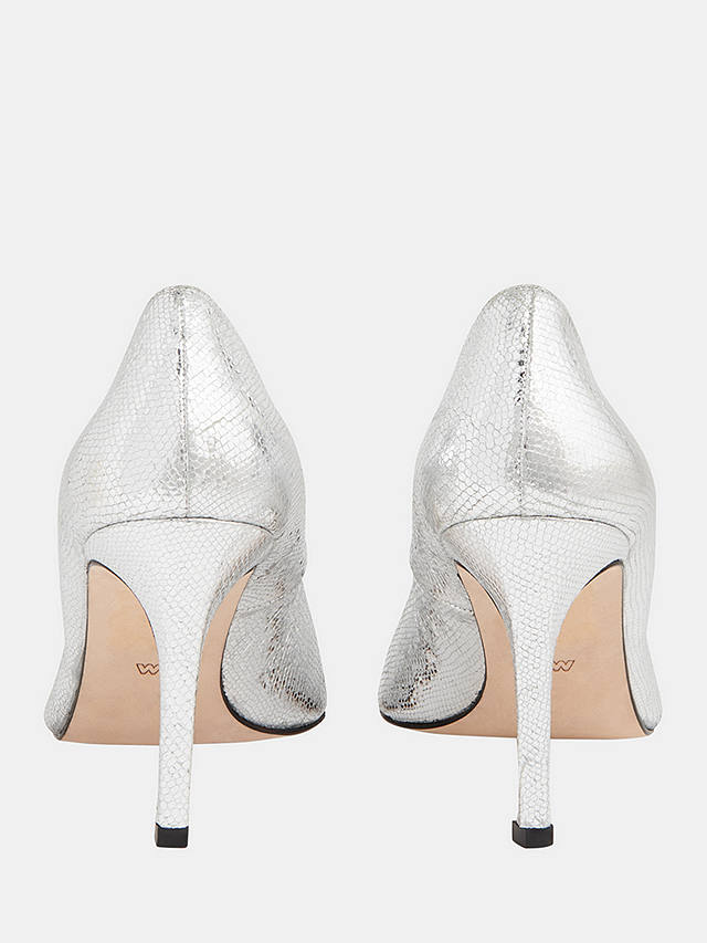 Whistles Corie Textured Heeled Pumps, Silver
