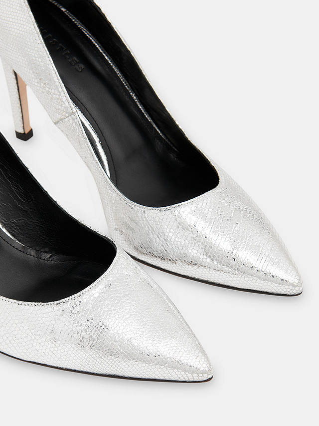 Whistles Corie Textured Heeled Pumps, Silver