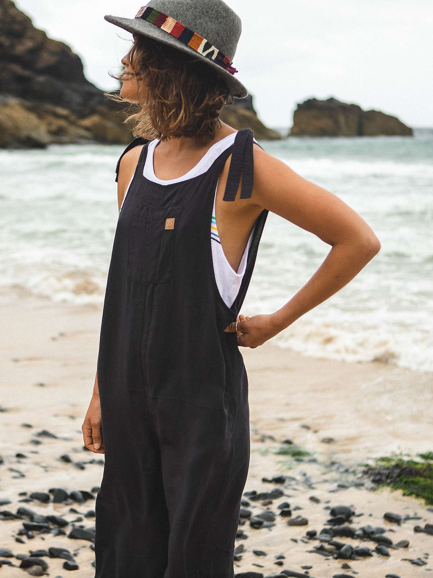Buy Passenger Lazy Day Dungarees, Faded Black Online at johnlewis.com