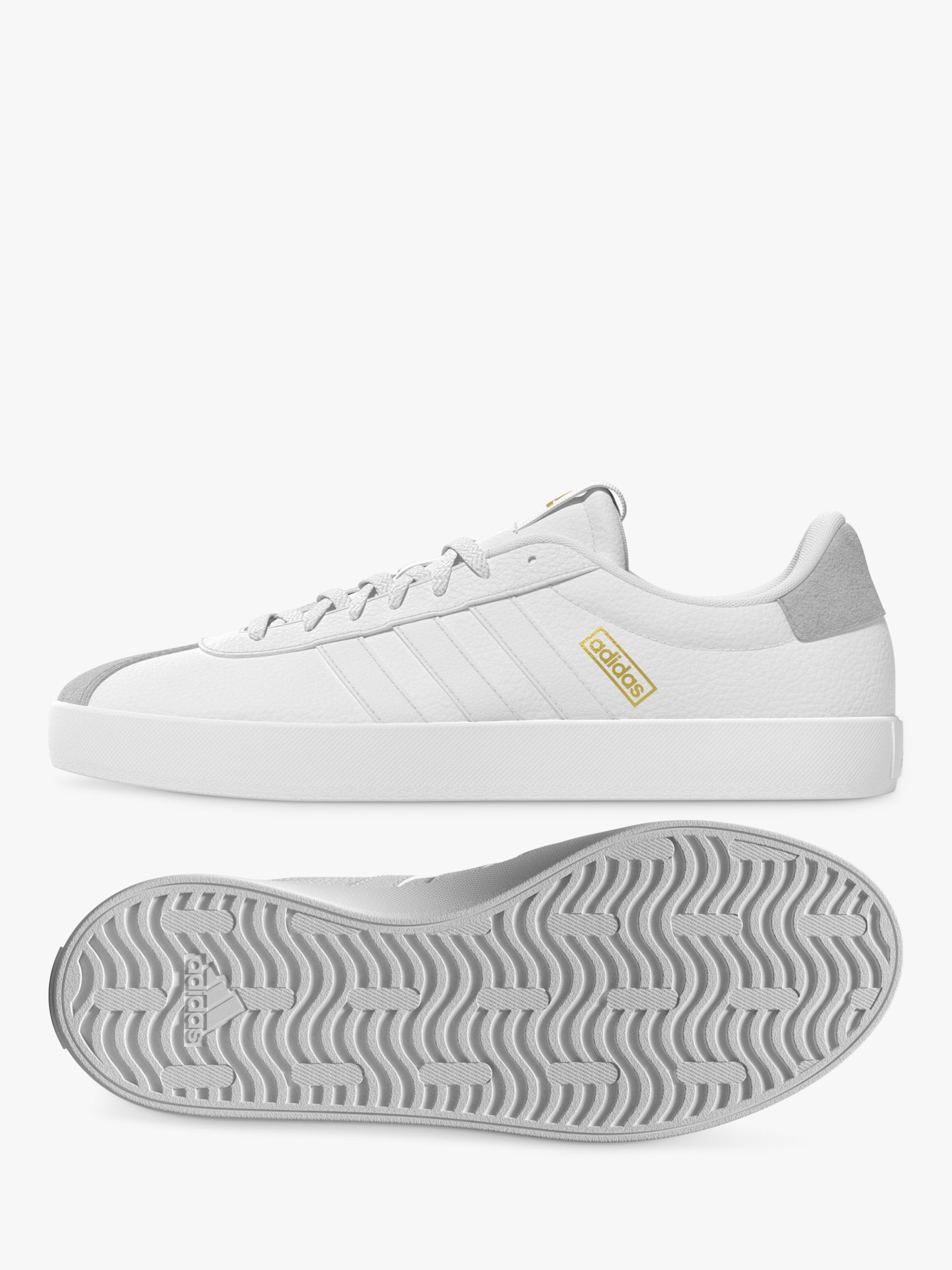 adidas VL Court Trainers, White/White/Grey One at John Lewis & Partners
