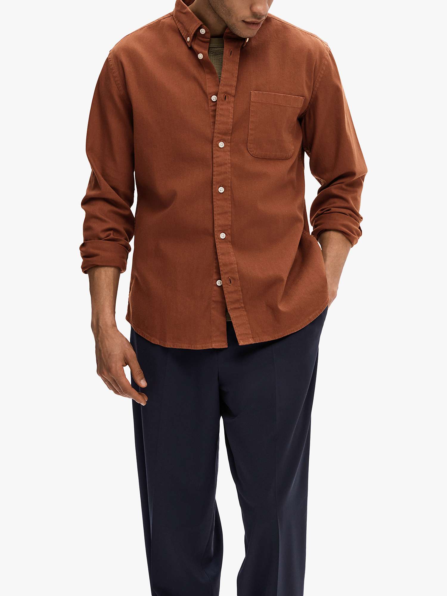 Buy SELECTED HOMME Long Sleeve Denim Shirt, Cherry Online at johnlewis.com