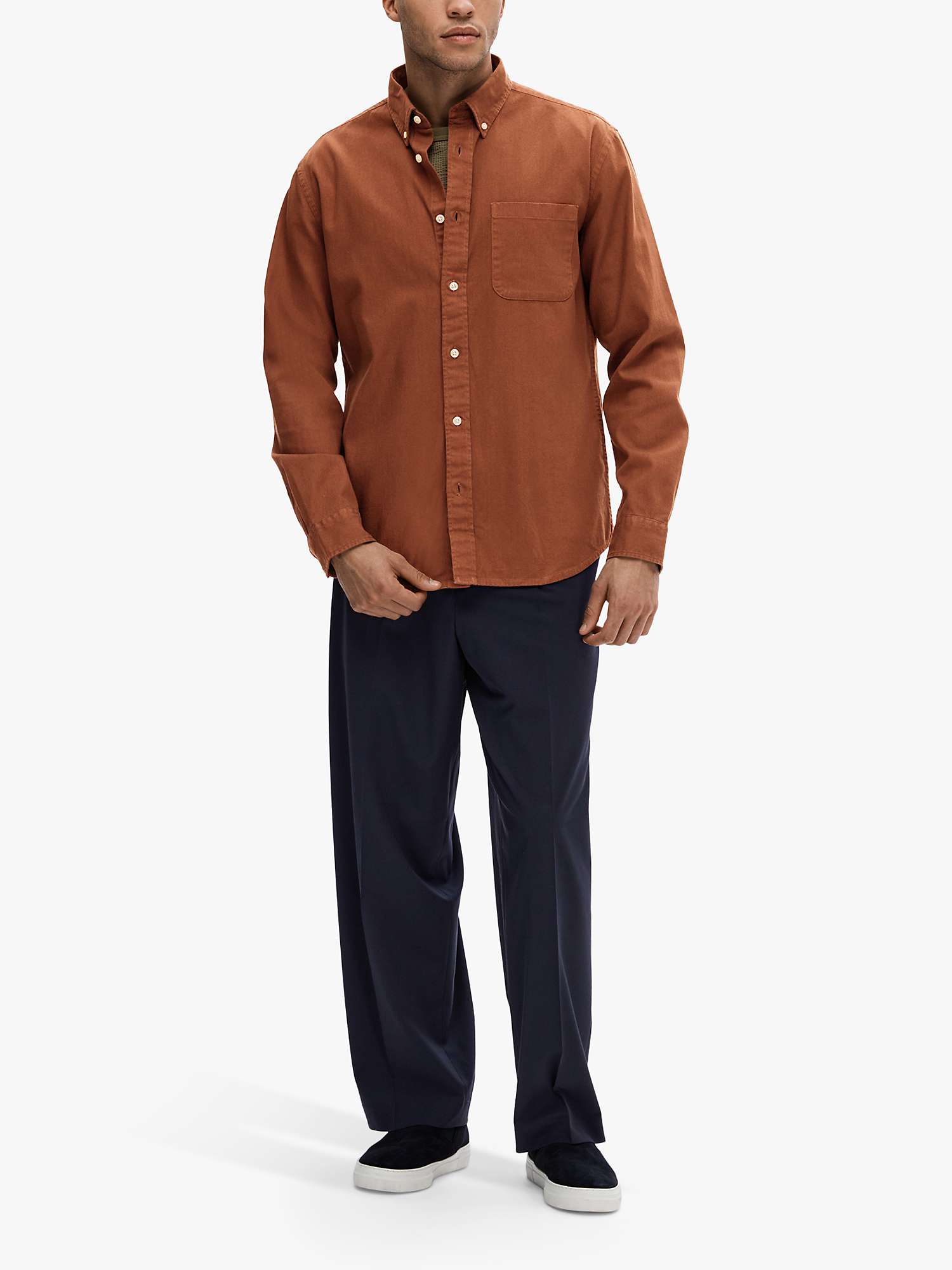 Buy SELECTED HOMME Long Sleeve Denim Shirt, Cherry Online at johnlewis.com