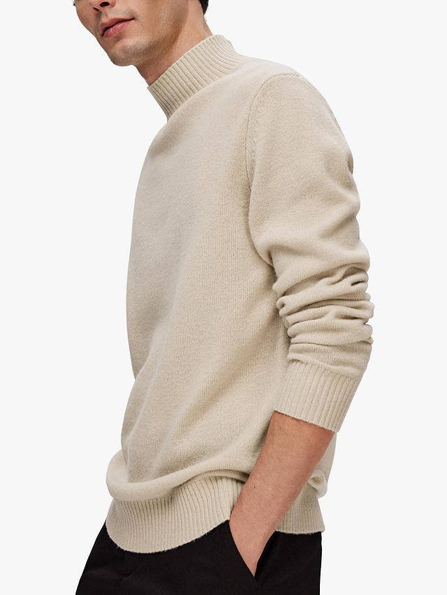 SELECTED HOMME High Neck Essential Pullover Jumper, Oatmeal