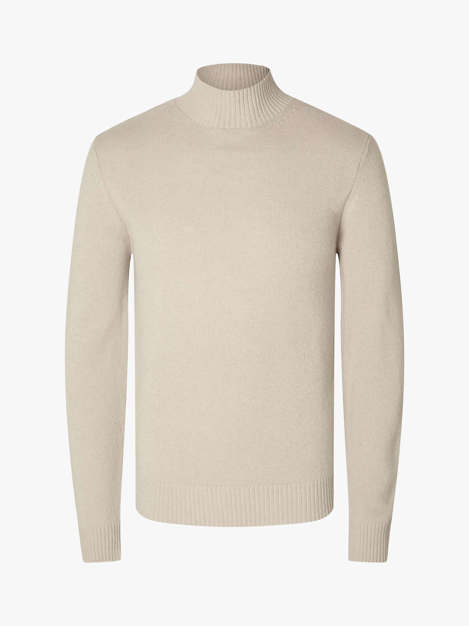 SELECTED HOMME High Neck Essential Pullover Jumper, Oatmeal at John ...
