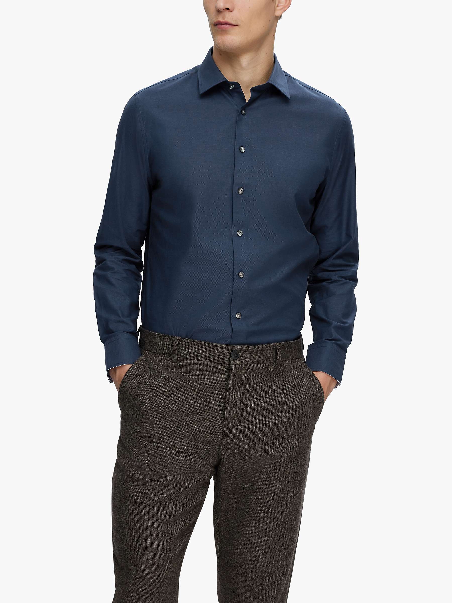 Buy SELECTED HOMME Slim Fit Long Sleeve Shirt, Navy Online at johnlewis.com