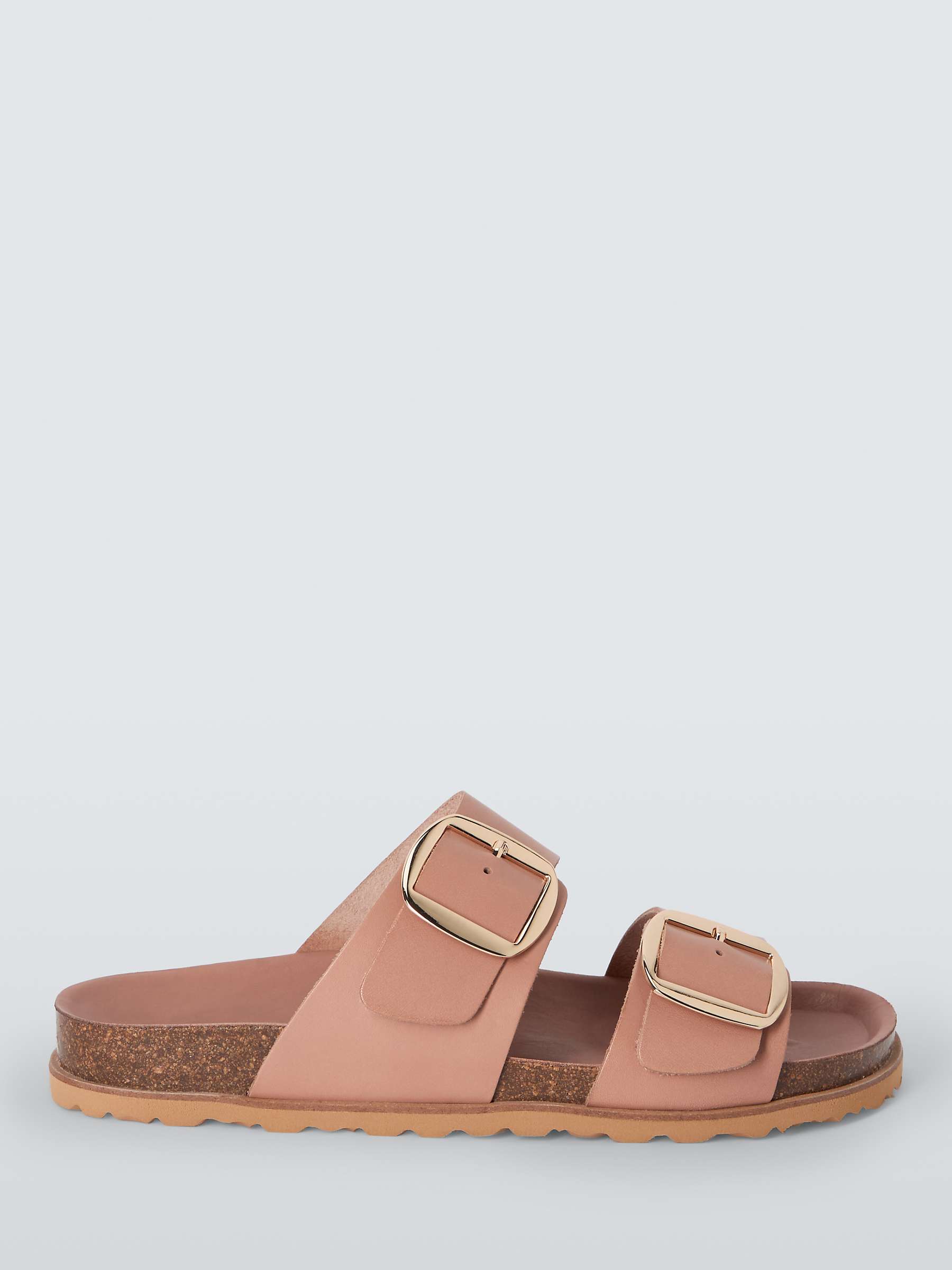 Buy John Lewis Lagos Leather Double Buckle Footbed Sandals, Blush Online at johnlewis.com