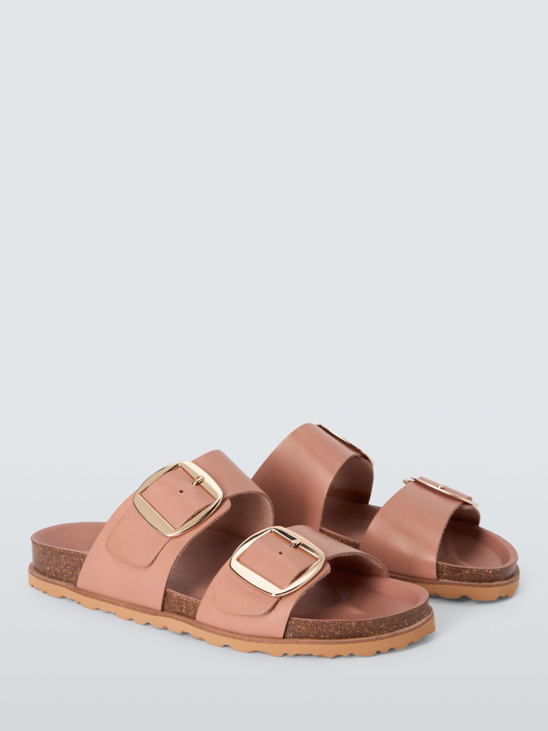 Buy John Lewis Lagos Leather Double Buckle Footbed Sandals, Blush Online at johnlewis.com