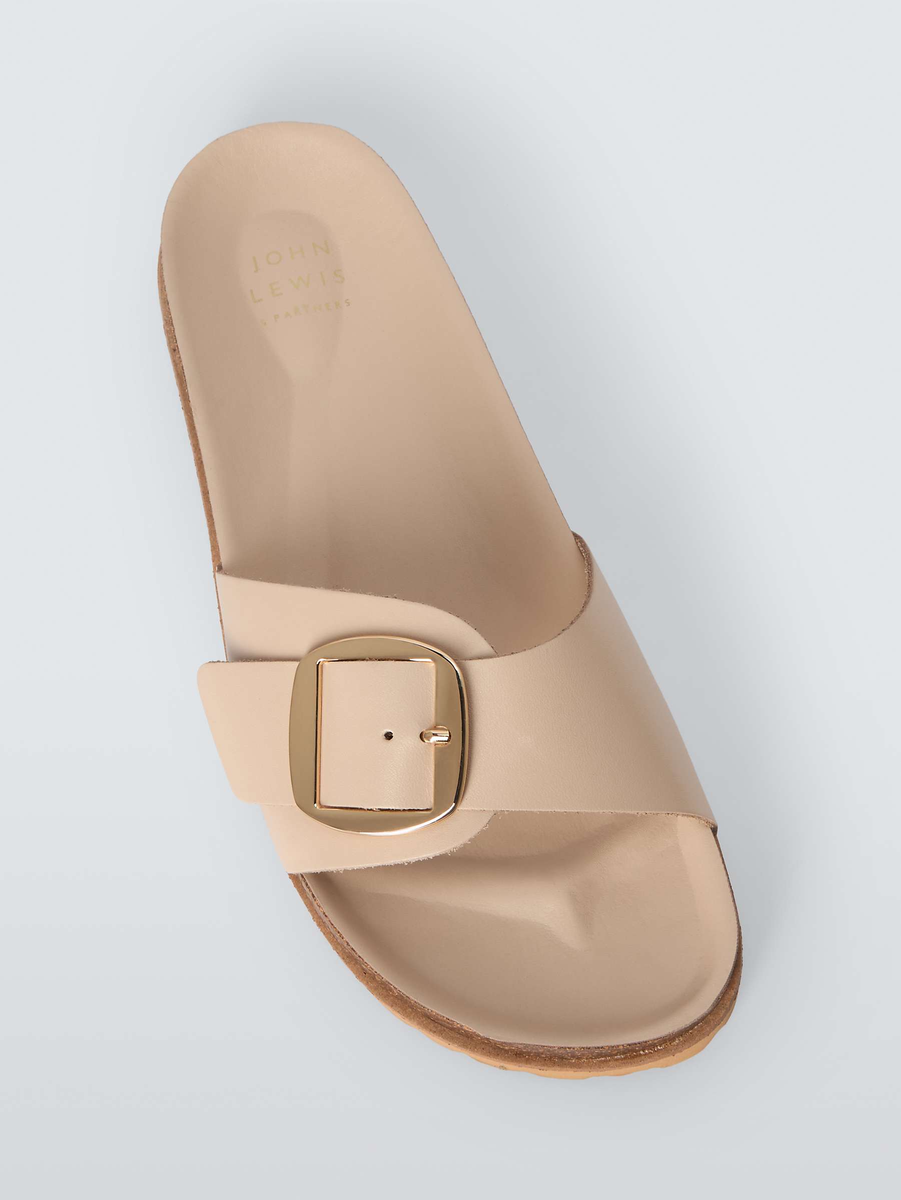 Buy John Lewis Lyon Leather Single Buckle Footbed Sandals, Cream Online at johnlewis.com