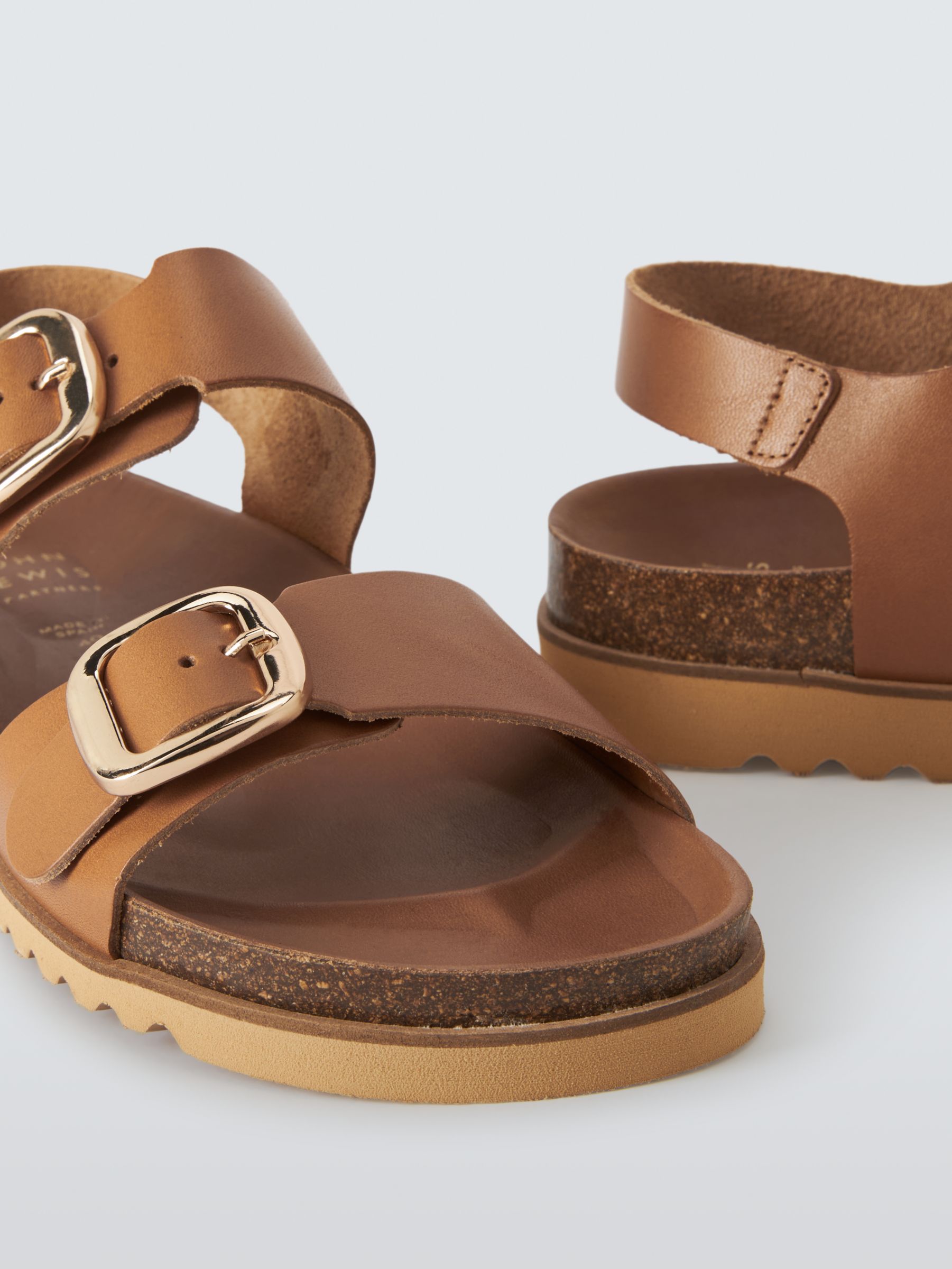 John Lewis Louisianna Leather Slingback Footbed Sandals, Tan, 3