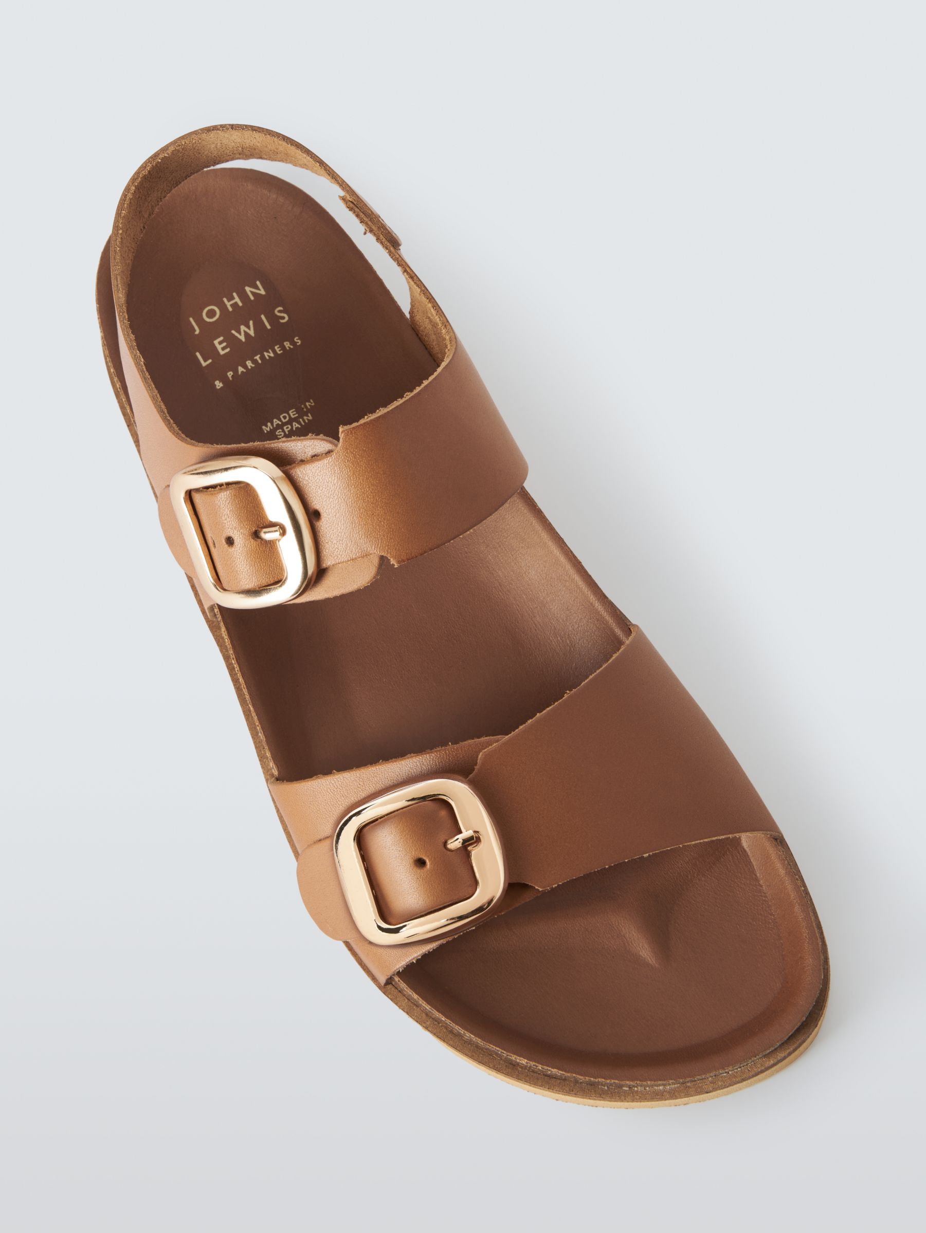 John Lewis Louisianna Leather Slingback Footbed Sandals, Tan, 3