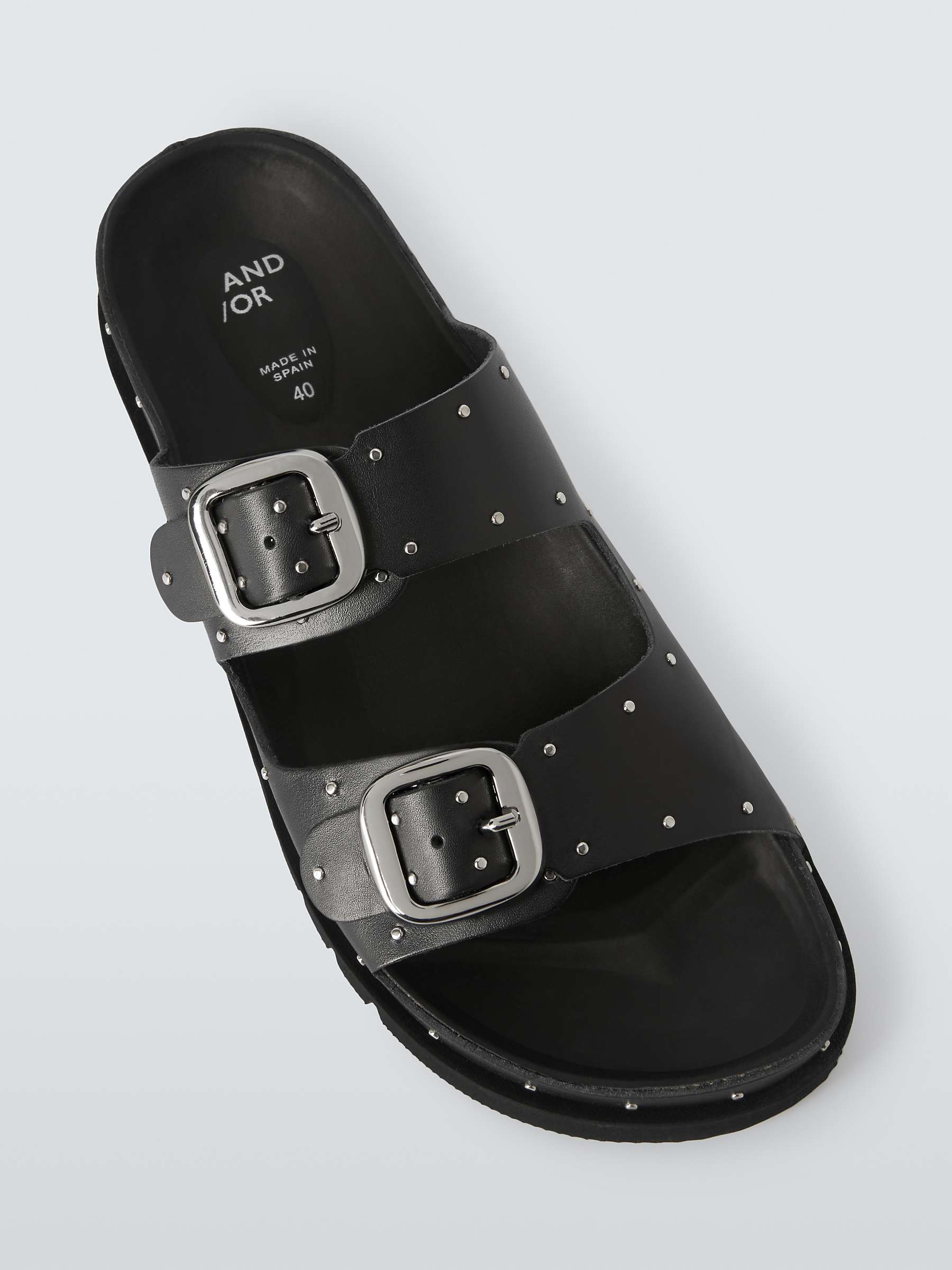 Buy AND/OR Lexxie Adjustable Strap Leather Sandals, Black Vachetta Online at johnlewis.com