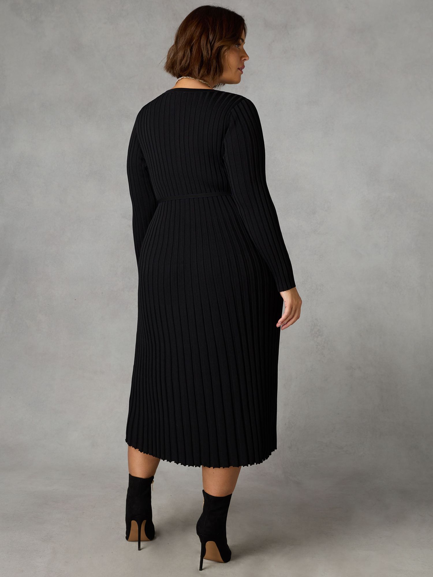 Buy Live Unlimited Curve Knitted Rib Dress, Black Online at johnlewis.com