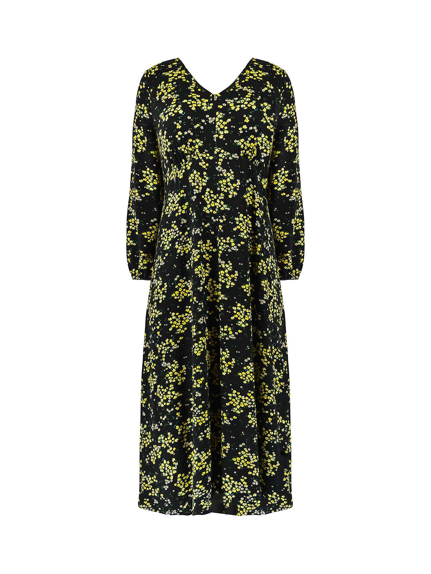 Buy Live Unlimited Curve Petite Ditsy Print Gathered Waist Jersey Midi Dress, Yellow/Multi Online at johnlewis.com