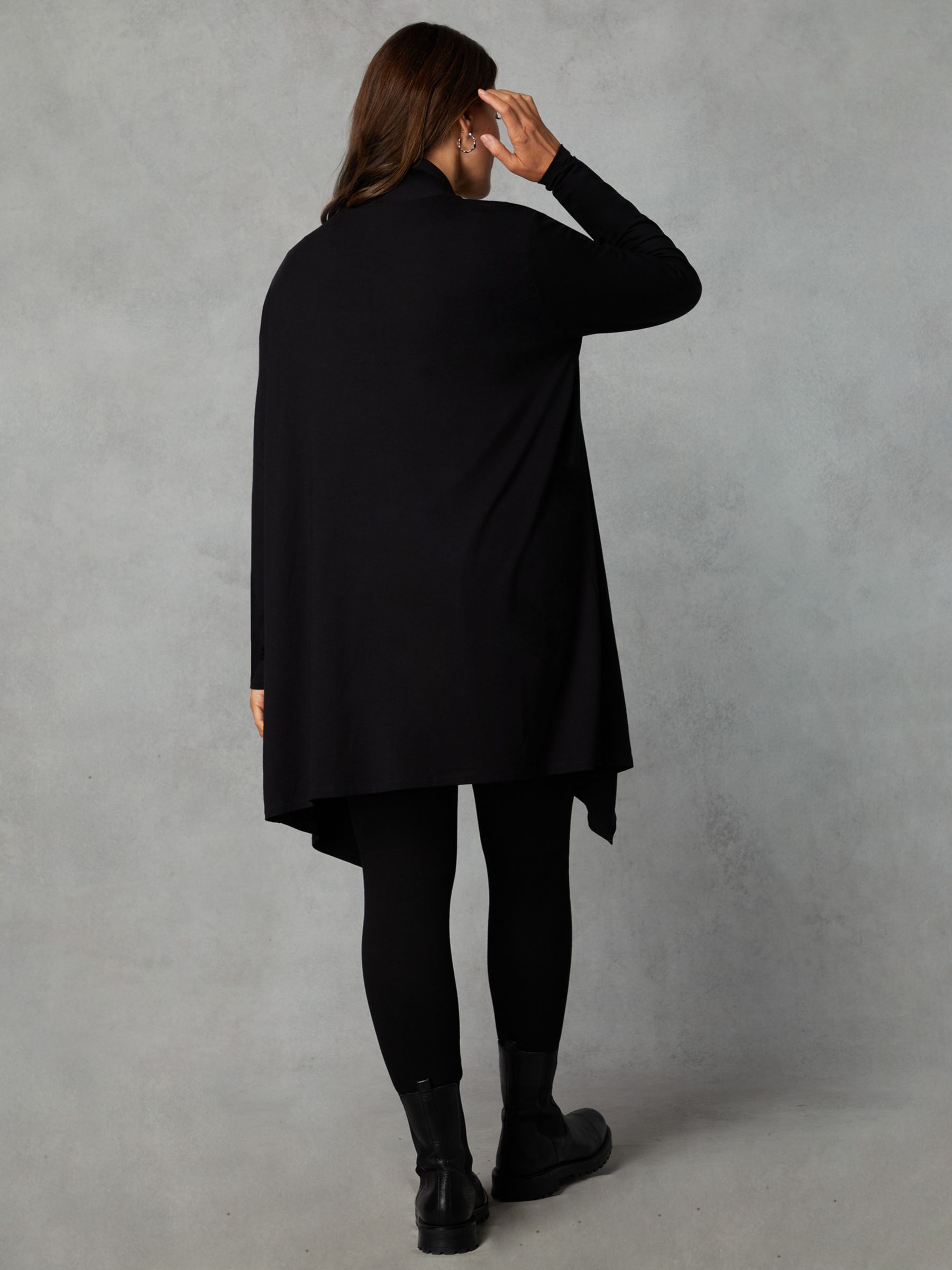 Buy Live Unlimited Curve Petite Jersey Waterfall Longline Cardigan, Black Online at johnlewis.com
