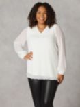 Live Unlimited Curve Crinkle Texture V-Neck Top, White