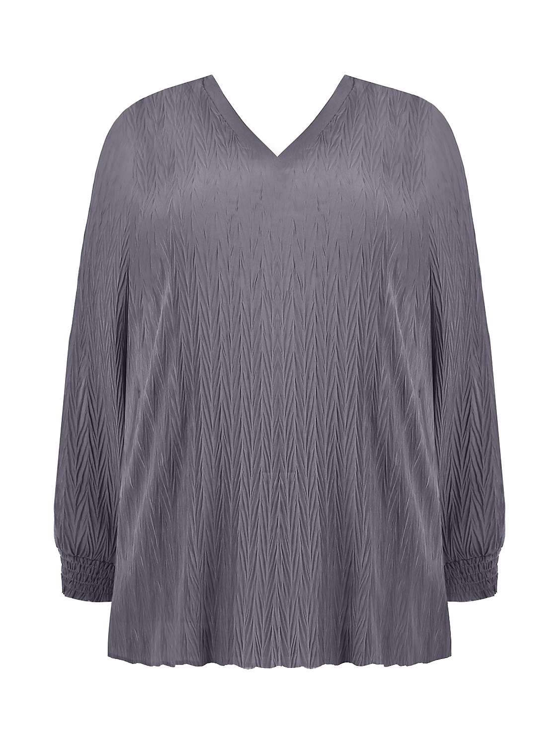 Buy Live Unlimited Curve Textured Rib Trim Blouse, Grey Online at johnlewis.com