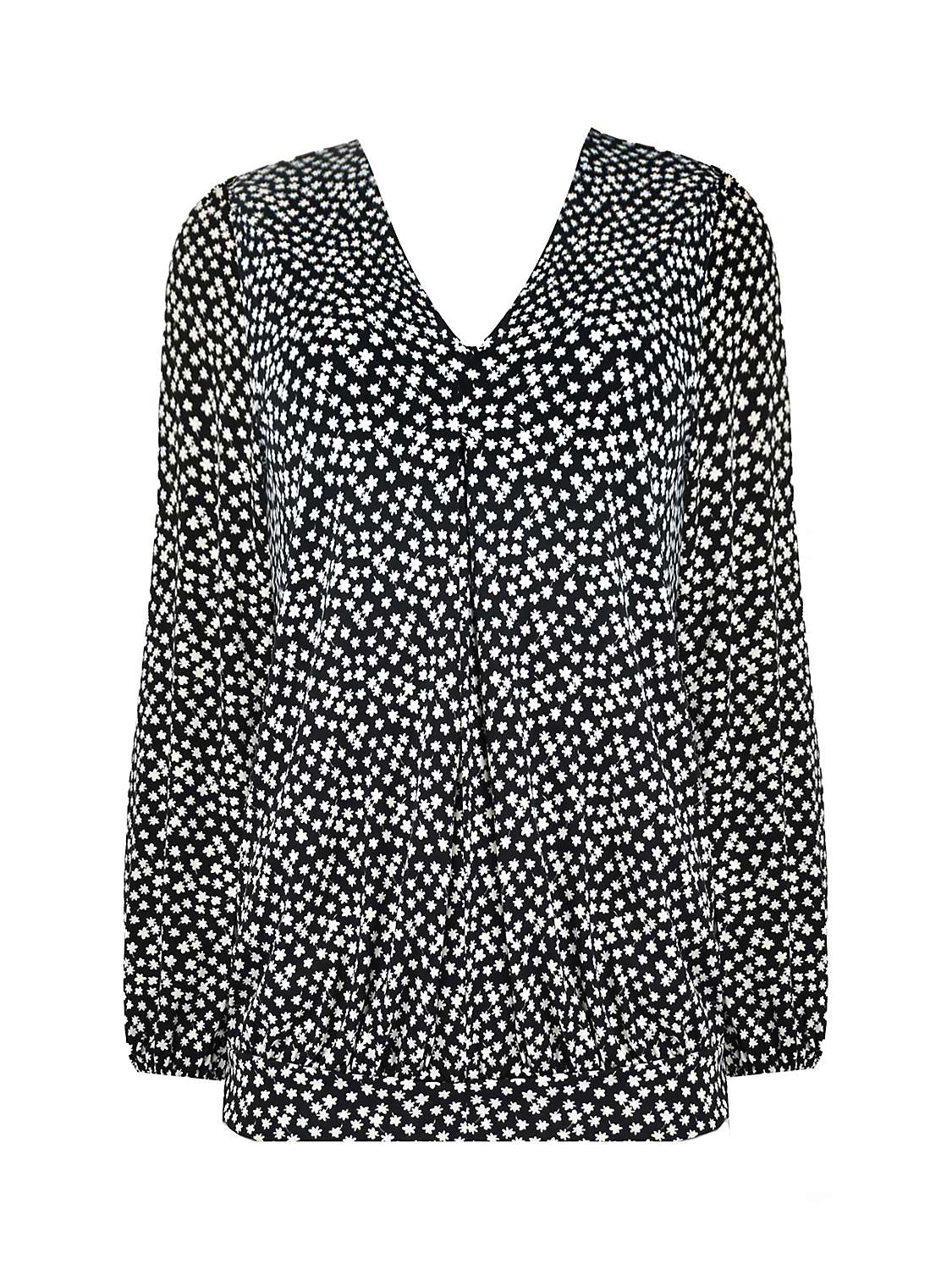 Buy Live Unlimited Curve Ditsy Print Pleat Front Top, Black/White Online at johnlewis.com