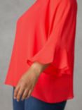 Live Unlimited Curve Flute Sleeve Overlay Top, Red, Red