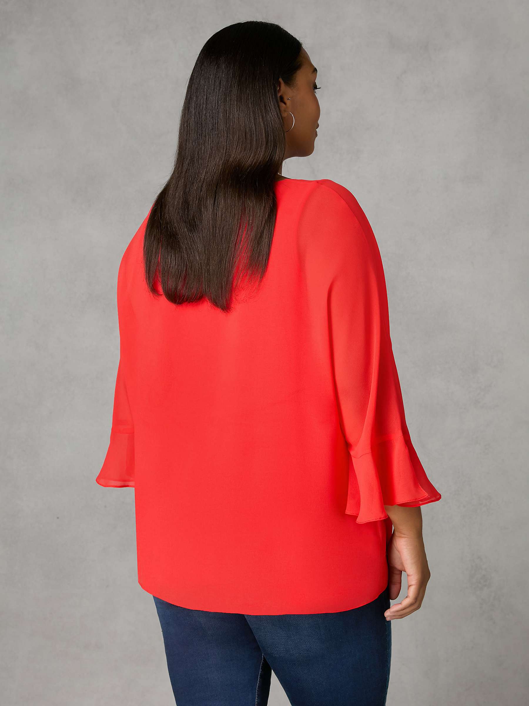 Buy Live Unlimited Curve Flute Sleeve Overlay Top, Red Online at johnlewis.com