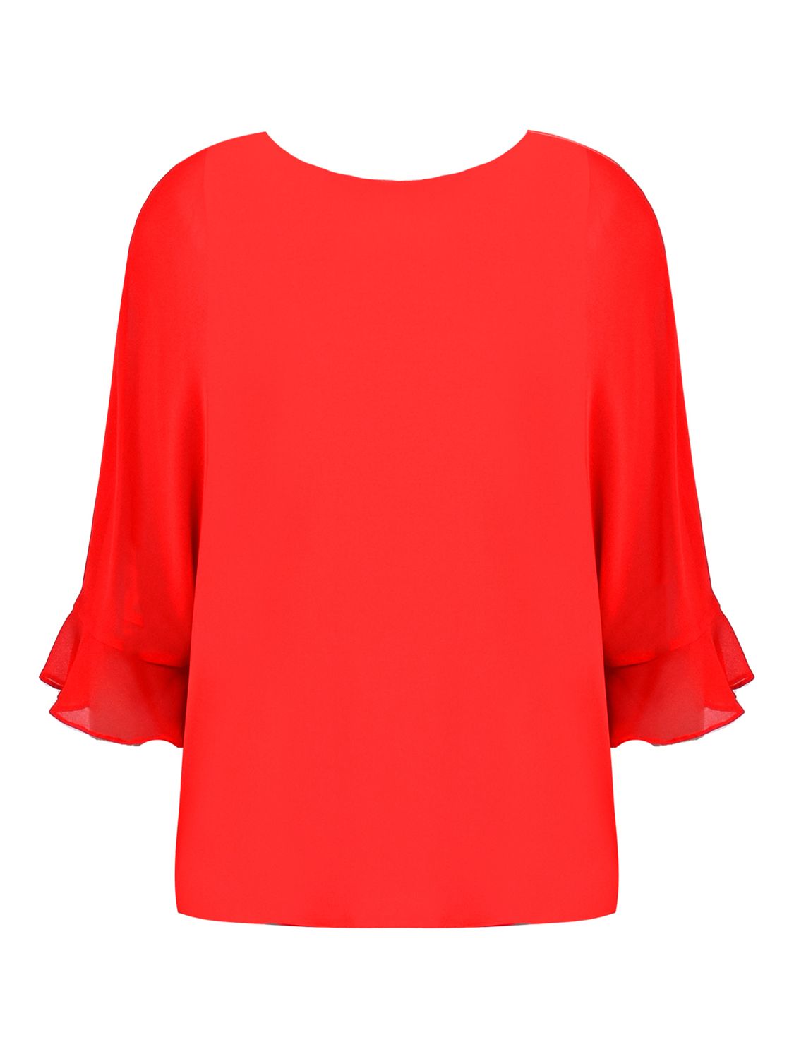 Live Unlimited Curve Flute Sleeve Overlay Top, Red