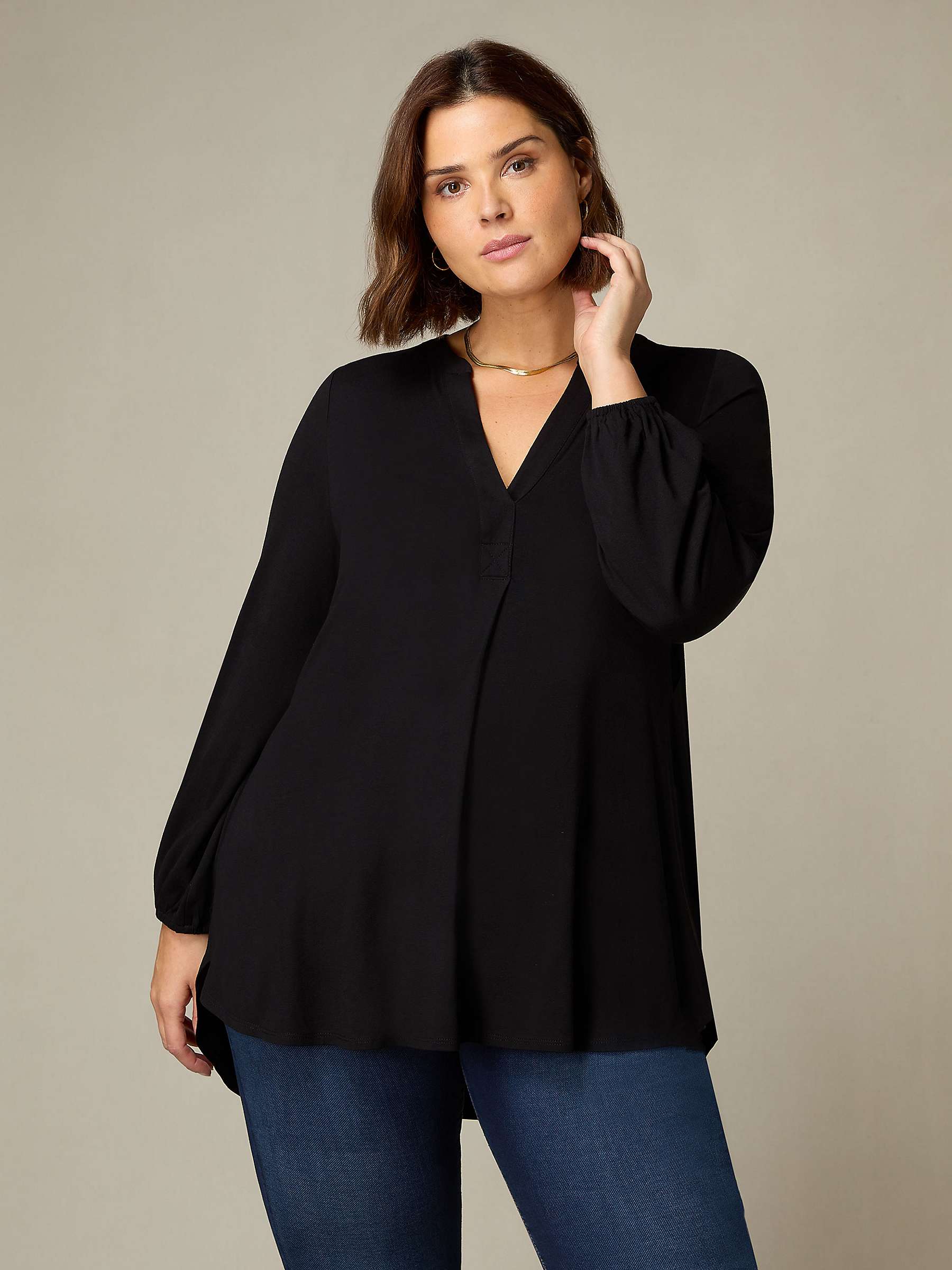 Buy Live Unlimited Curve Jersey Relaxed Tunic Top, Black Online at johnlewis.com