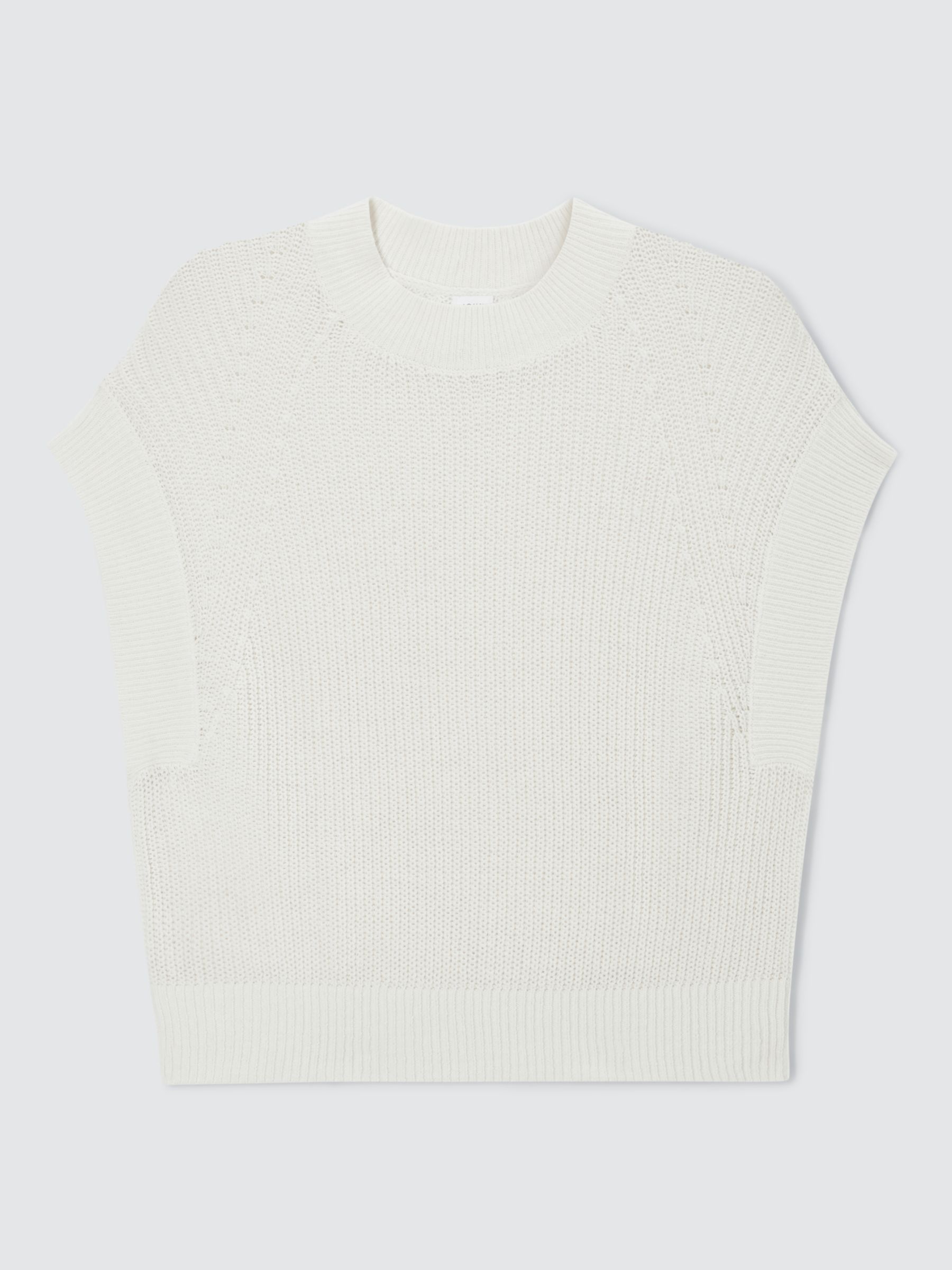 John Lewis Grown On Sleeve Knit Top, White, XL