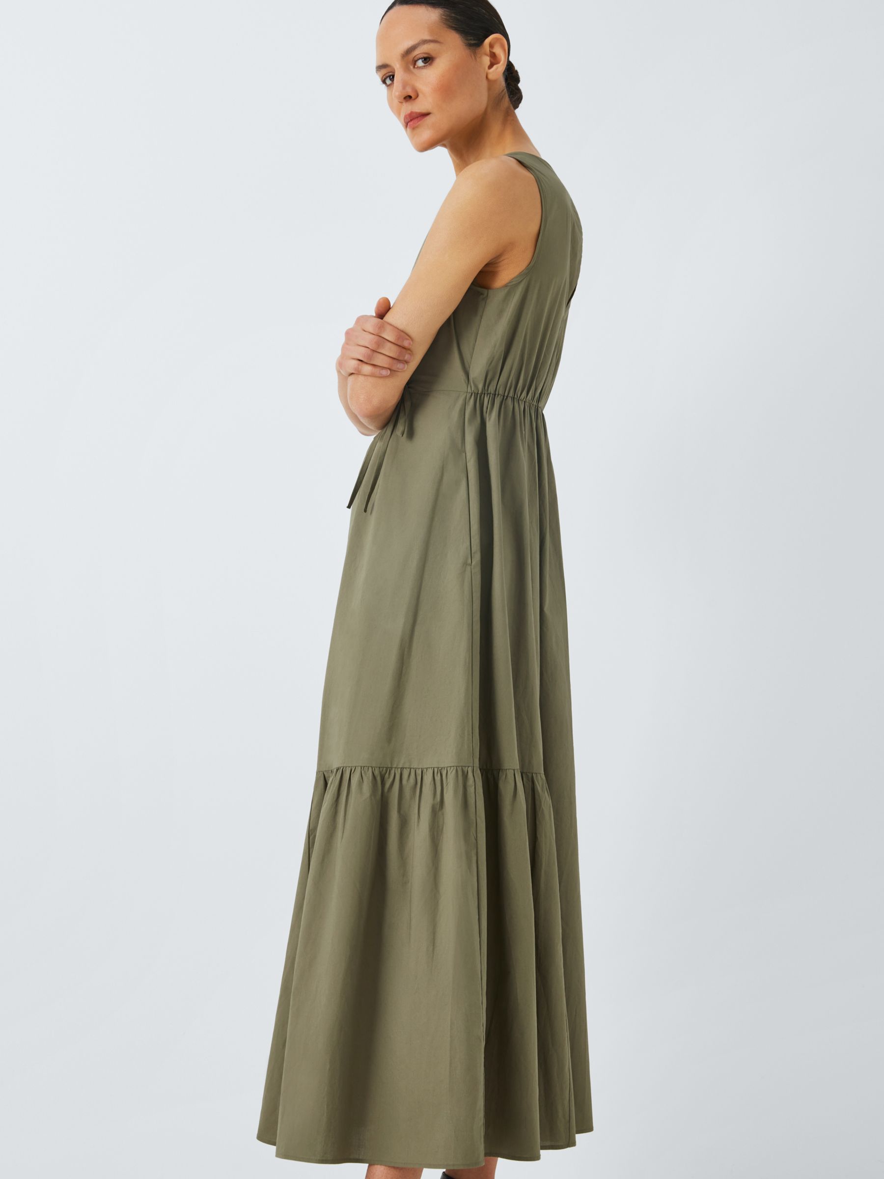 John Lewis Poplin Maxi Dress, Khaki, 18