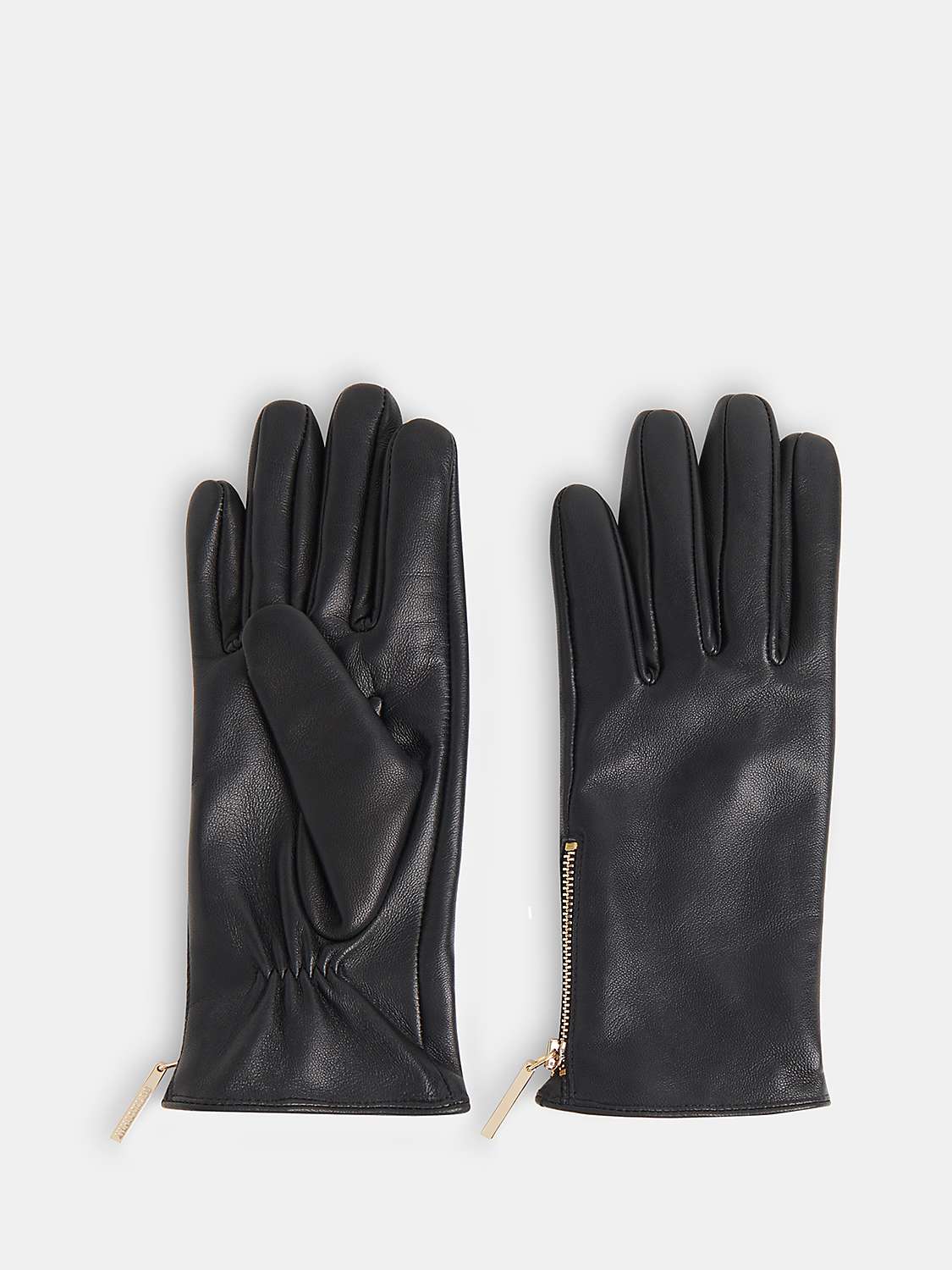 Buy Whistles Zip Leather Gloves, Black Online at johnlewis.com