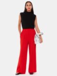 Whistles Harper Crepe Wide Leg Trousers, Red