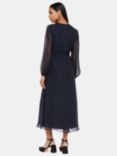 Whistles Metallic Dot Dobby Midi Dress, Navy/Multi