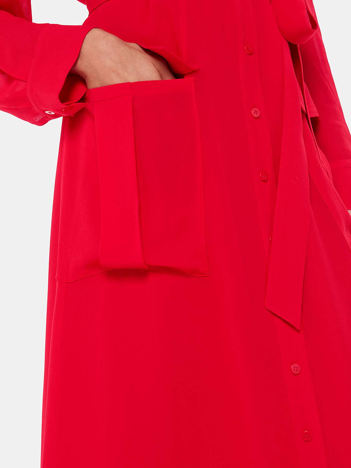 Buy Whistles Nia Pocket Detail Midi Shirt Dress, Red Online at johnlewis.com