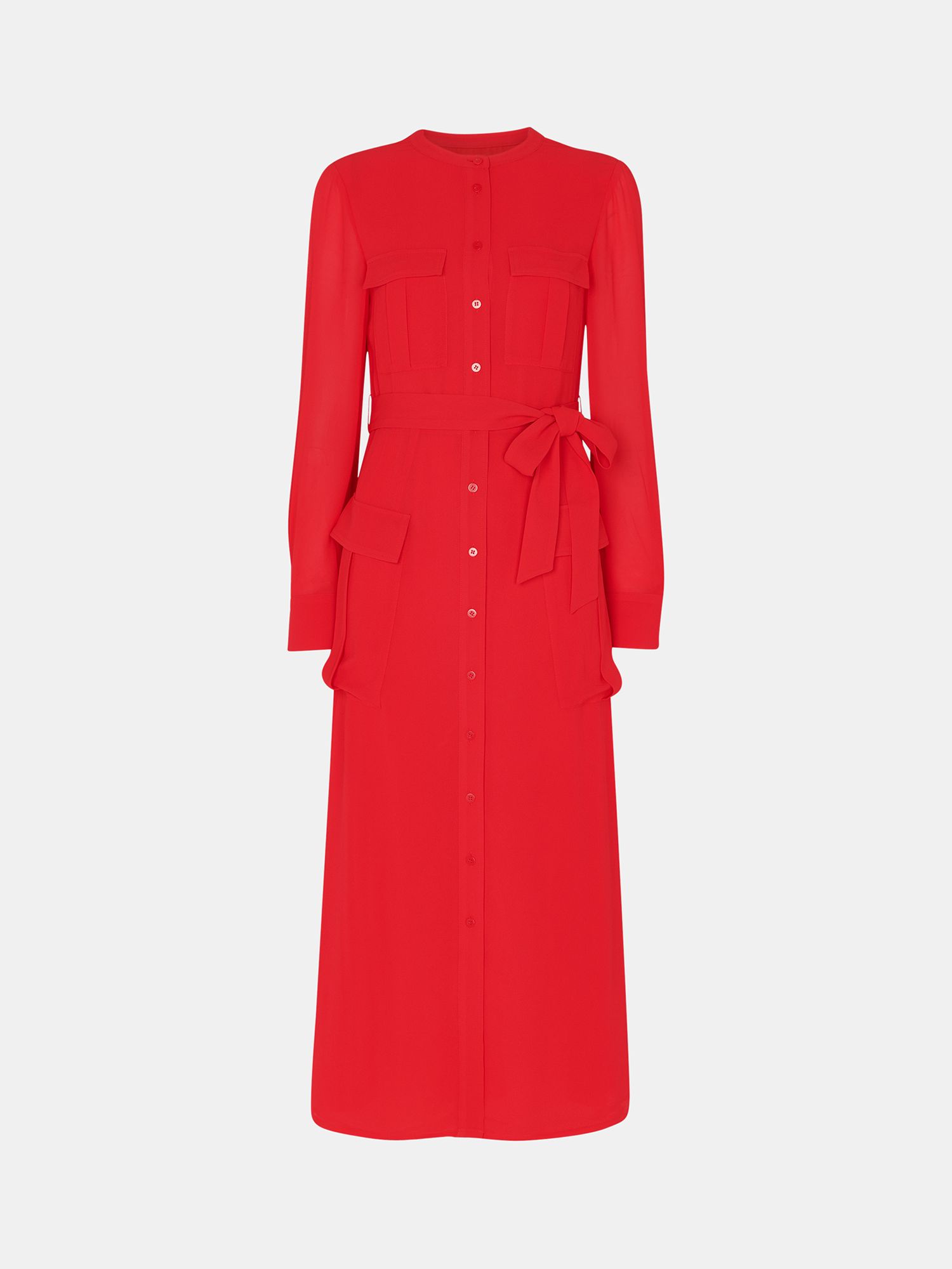 Whistles Nia Pocket Detail Midi Shirt Dress, Red, 6