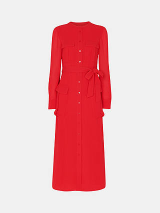 Whistles Nia Pocket Detail Midi Shirt Dress, Red