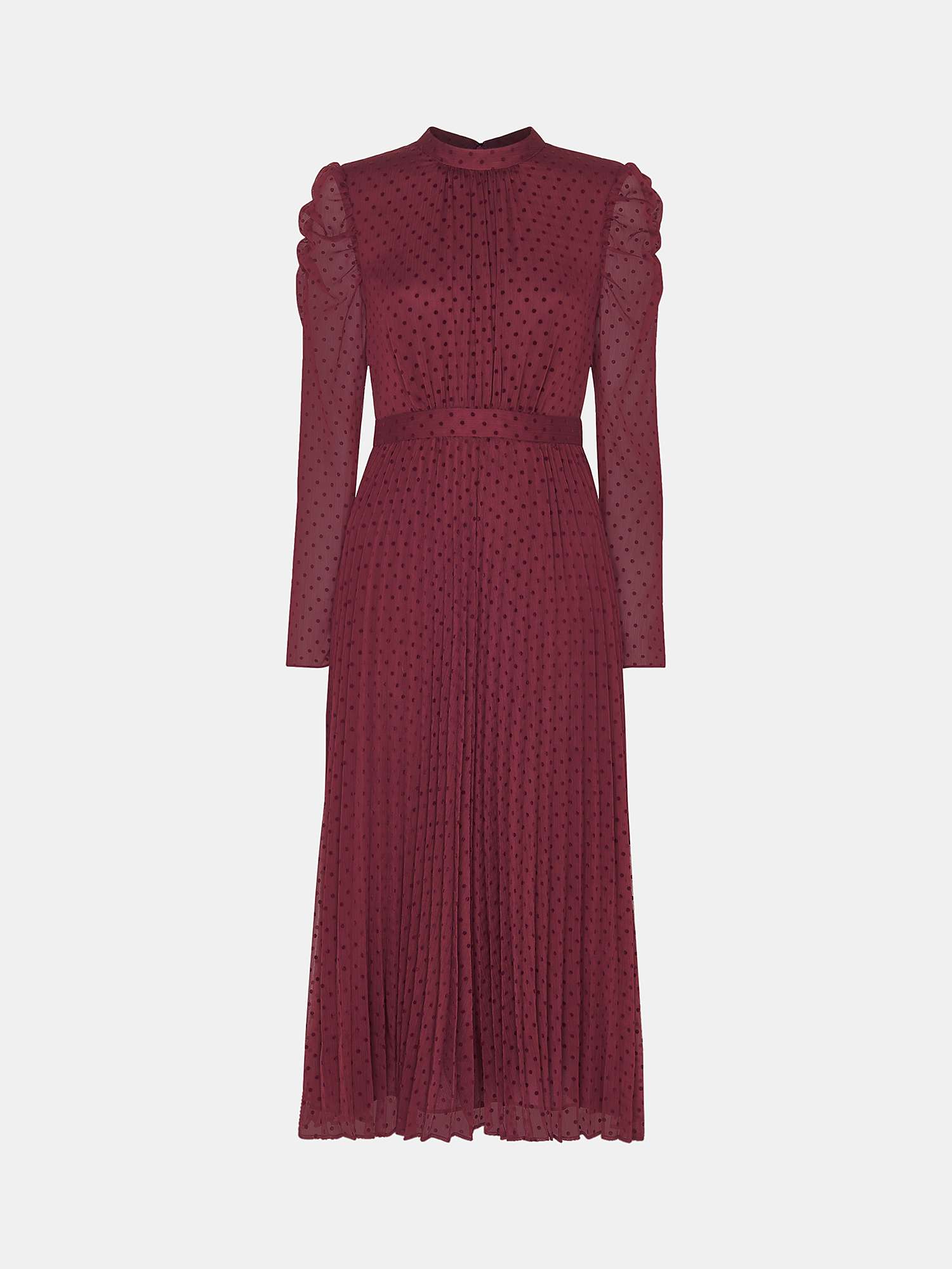 Buy Whistles Dobby Velvet Celia Midi Dress, Burgundy Online at johnlewis.com