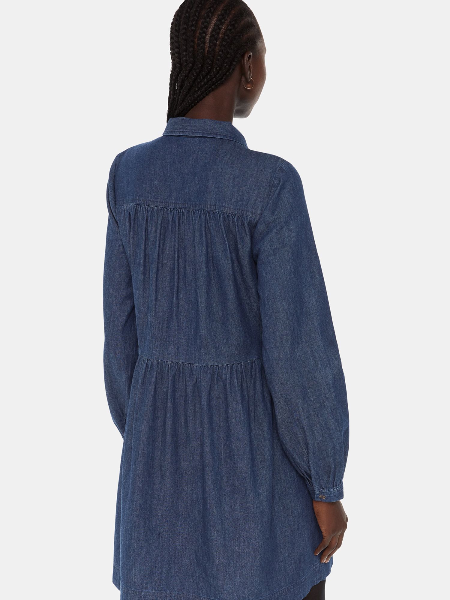 Buy Whistles Winnie Chambray Mini Shirt Dress, Dark Denim Online at johnlewis.com