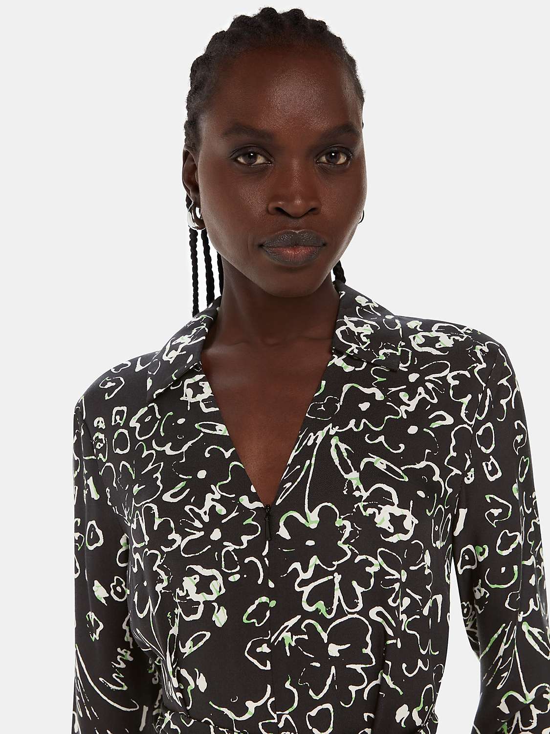 Buy Whistles Scribble Bouquet Midi Shirt Dress, Black/Multi Online at johnlewis.com